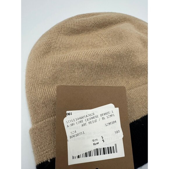 Burberry Unisex Logo Core Cashmere Beanie Beige/Black One Size - Picture 5 of 9